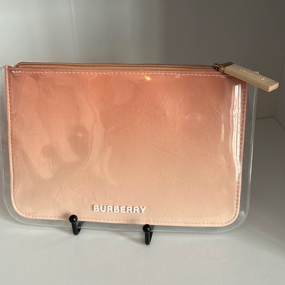 Burberry Pink/Peach Cosmetic Pouch - Ombré Makeup Bag with COA